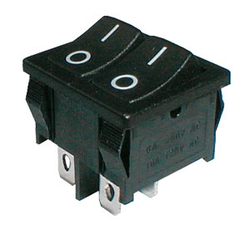 Přepínač kolébkový     2x(2pol./2pin)  ON-OFF dvojitý černý  O-I  12V