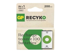 Baterie 6F22 nabíjecí 9V/200mAh GP B2552 Recyko 1ks