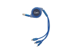 Kabel GETI GCU 03 USB 3v1 modrý samonavíjecí