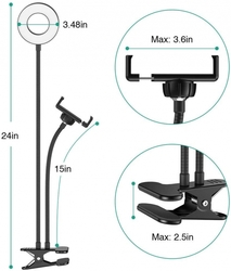 Kulatá LED kosmetická lampa 9 cm klip a držák