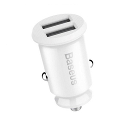 BASEUS CCALL-ML01 Mini duální autonabíječka, 2x USB s výkonem 15W, bílá