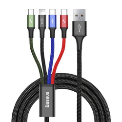 Baseus Fast USB kabel 4v1 2xUSB-C / Lightning / Micro 3,5A 1,2m - černý