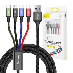 Baseus Fast USB kabel 4v1 2xUSB-C / Lightning / Micro 3,5A 1,2m - černý