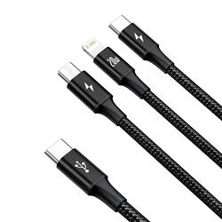 Kabel USB-C řady Baseus Rapid 3 v 1 pro M L T 20W 1,5 m černý