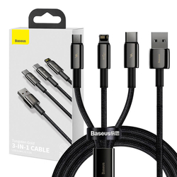 Kabel USB 3v1 Baseus Tungsten Gold, USB na micro USB / USB-C / Lightning, 3,5 A, 1,5 m (černý)