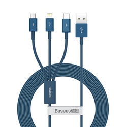 Kabel USB 3v1 Baseus Superior Series, USB na micro USB / USB-C / Lightning, 3,5 A, 1,5 m (modrý)