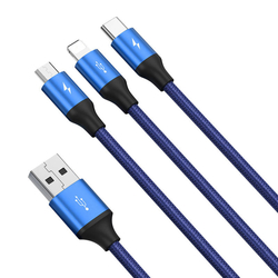 Baseus Rapid Series kabel 3 v 1 USB-C pro M+L+T 1,2 m modrý