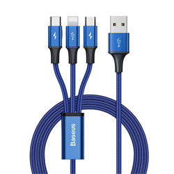 Baseus Rapid Series kabel 3 v 1 USB-C pro M+L+T 1,2 m modrý