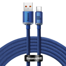 Baseus Crystal Shine kabel USB na USB-C, 100 W, 2 m (modrý)