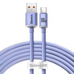 Baseus Crystal Shine kabel USB na USB-C, 100 W, 2 m (fialový)