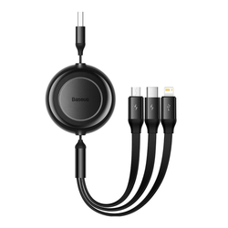 Baseus Bright Mirror 2, kabel USB 3 v 1 pro micro USB / USB-C / Lightning 3,5A 1,1 m (černý)