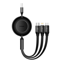 Baseus Bright Mirror 3, USB kabel 3 v 1 pro micro USB / USB-C / Lightning 66W / 2A 1,1 m (černý)