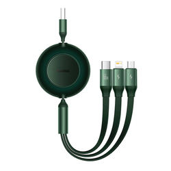 Baseus Bright Mirror 3, USB kabel 3 v 1 pro micro USB / USB-C / Lightning 66W / 2A 1,1 m (zelený)