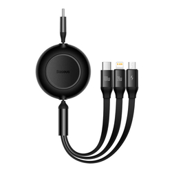 Baseus Bright Mirror 4, kabel USB-C 3 v 1 pro micro USB / USB-C / Lightning 100 W / 3,5 A 1,1 m (černý)