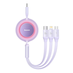 Kabel USB-C 3 v 1 Baseus Bright Mirror 4 pro micro USB / USB-C / Lightning 100W / 3,5A 1,1 m (fialový)