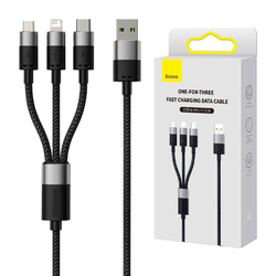 Kabel USB 3v1 Baseus řady StarSpeed, USB-C + Micro + Lightning 3,5A, 1,2 m (černý)