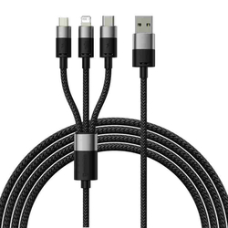 Kabel USB 3v1 Baseus řady StarSpeed, USB-C + Micro + Lightning 3,5A, 1,2 m (černý)