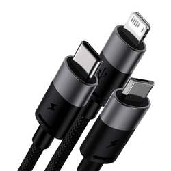 Kabel USB 3v1 Baseus řady StarSpeed, USB-C + Micro + Lightning 3,5A, 1,2 m (černý)