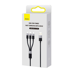 Kabel USB 3v1 Baseus řady StarSpeed, USB-C + Micro + Lightning 3,5A, 1,2 m (černý)