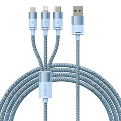 Kabel USB 3v1 Baseus řady StarSpeed, USB-C + Micro + Lightning 3,5A, 1,2 m (modrý)