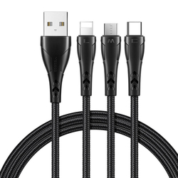 Kabel 3v1 USB na USB-C / Lightning / Micro USB, Mcdodo CA-6960, 1,2 m (černý)