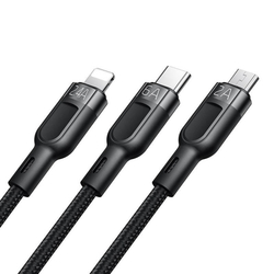 Kabel 3v1 z USB na USB-C / Lightning / Micro USB, Mcdodo CA-0930, 6A, 1,2 m (černý)