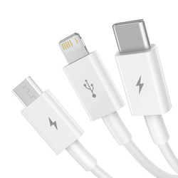 Rychlé nabíjení USB na M+L+C Baseus Superior Data 3,5A 1m (bílý)