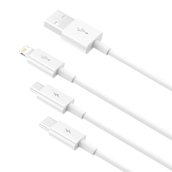 Rychlé nabíjení USB na M+L+C Baseus Superior Data 3,5A 1m (bílý)