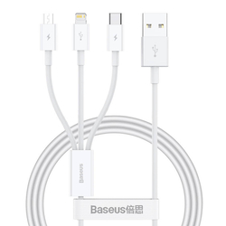 Rychlé nabíjení USB na M+L+C Baseus Superior Data 3,5A 1m (bílý)