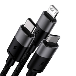 Rychlé nabíjení USB na M+L+C Baseus StarSpeed 3,5A 0,6 m (černý)