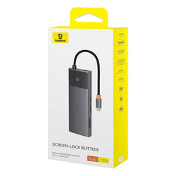 Adaptér Hub 10v1 Baseus USB-C - 2xHDMI, 3xUSB-A, USB-C, RJ45, SD/TF, PD (černý)