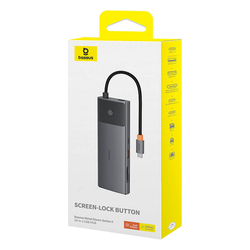 Adaptér Hub 10v1 Baseus USB-C - 2xHDMI, 3xUSB-A, USB-C, RJ45, SD/TF, PD (černý)