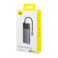 Adaptér Hub 10v1 Baseus 2x HDMI, USB-C, 3xUSB-A+RJ45+SD/TF, PD (šedý)