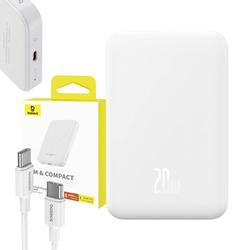 Magnetická mini powerbanka Baseus 5000mAh, USB-C 20W (bílá)