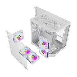 Počítačová skříň Darflash FT350 + 5 ventilátorů aRGB (bílá)
