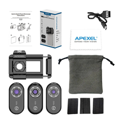 3x CPL objektiv / mikroskop pro smartphone Apexel APL-MS3IN1, 200x / 150x / 100x