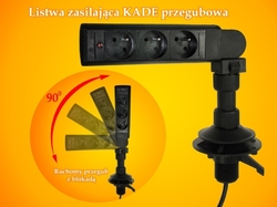 KADE napájecí lišta se 3 AC zásuvkami - kloubová