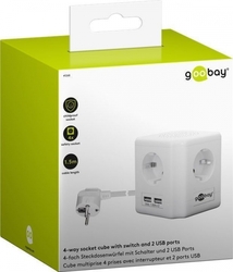 CUBE power strip, Goobay cube 4xAC 2xUSB