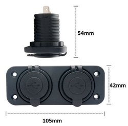 Napájecí zdířka 12V+2xUSB 5V/2,1+1A s rámečkem