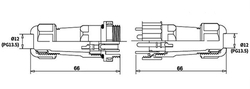 Konektor a zdířka SP/SD20-14P vodotěsný na kabel