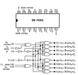 74155 - multiplexer, DIP16 /SN74155N/