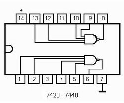 7440 2x 4vstup. NAND, DIL14 /MH7440, MH7440S, MH5440, MH5440S,84S40S/