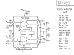 TA7769P - nf zesilovač 2x1W, DIP16