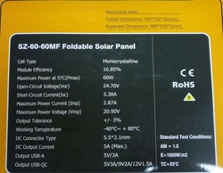 Fotovoltaický solární panel 12V/60W, SZ-60-36MFE-A, přenosný, skládací