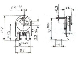 100k - TP009, trimr lakosazový ležatý RM10x5mm