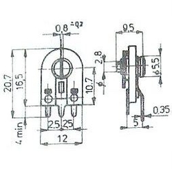 100R - TP011, trimr cermetový stojatý RM5x5mm