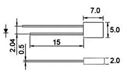 LED 2x5x7mm zelená difuzní