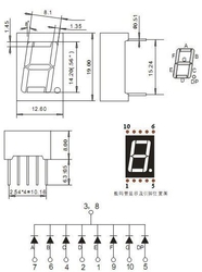 Displej LED 5161AS 8. červený, společná katoda, (19x13mm)