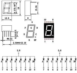 Displej LED 5161BS 8. červený, společná anoda, (19x13mm)