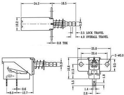 Přepínač stiskací PS-11E01, ON-OFF 1pol.250V/0,5A